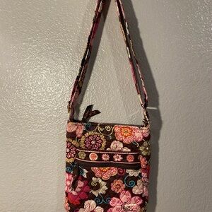 Vera Bradley Quilted Pink and Brown Crossbody Bag